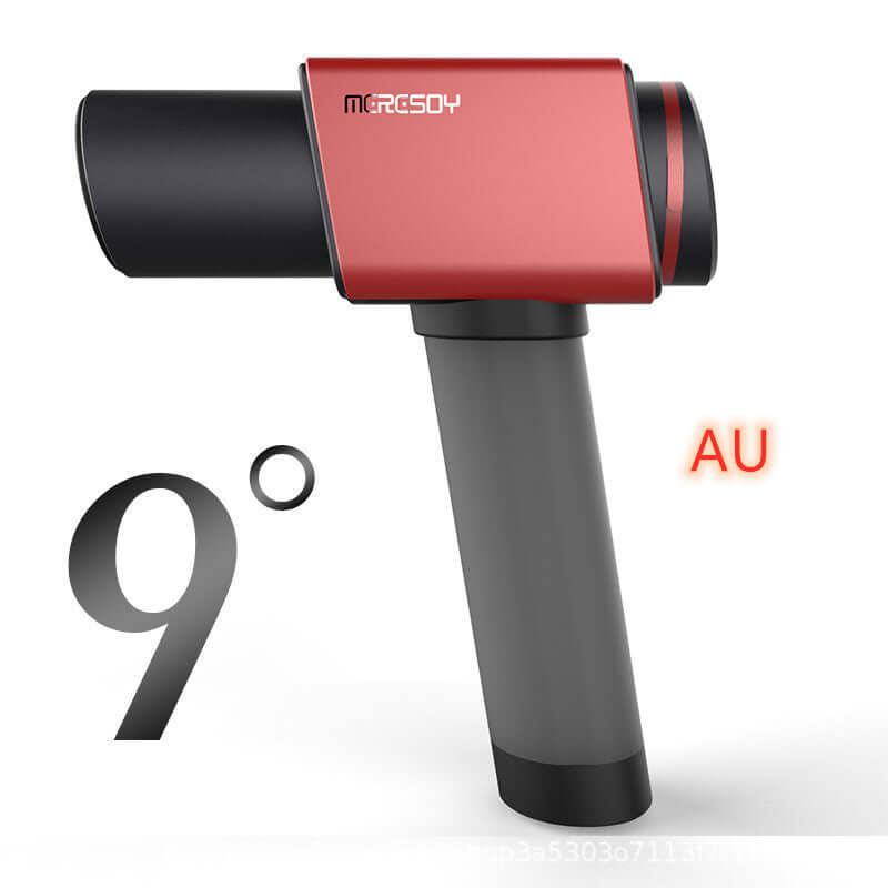 MERESOY 9 Massage Gun for Wellness with a sleek red and black design, showcasing its ergonomic handle.
