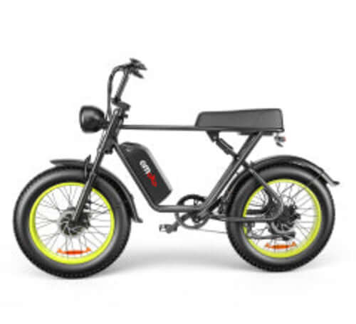 C91 Dual Drive Electric Power Bike in sleek black with yellow rims, designed for urban commutes and thrills.