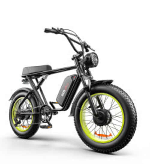 C91 Dual Drive Electric Power Bike in black with neon accents, designed for urban commuting and thrill-seeking.