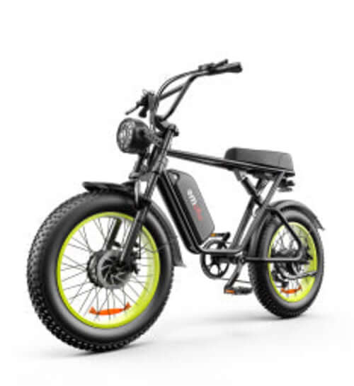 C91 Dual Drive Electric Power Bike in sleek black design with vibrant yellow accents, suitable for urban commuting.