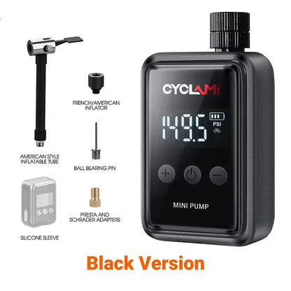 NNEOBA Mini Electric Bicycle Air Pump 150PSI High-Pressure Portable Inflator Black-3