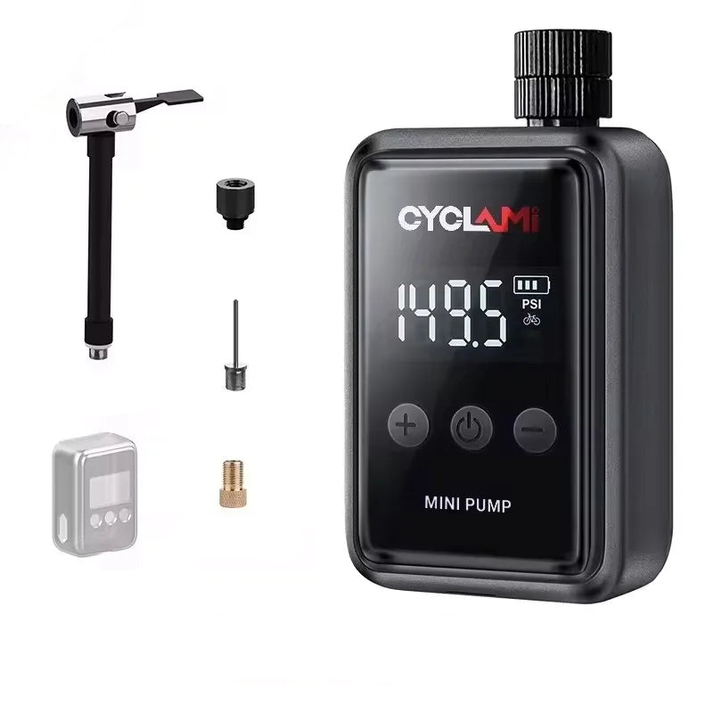 NNEOBA Mini Electric Bicycle Air Pump 150PSI High-Pressure Portable Inflator Black-0