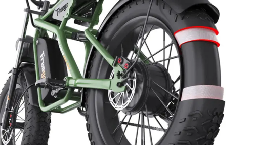 Freego 7 speed Shimano off road electric bike with durable tires and powerful brushless motor.