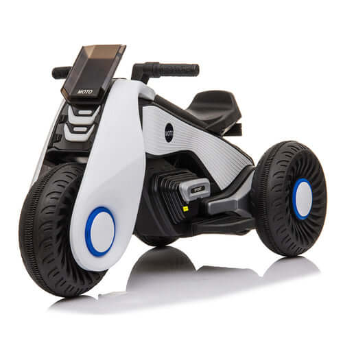 Children's electric motorcycle three wheel, featuring a modern design and safe three-wheel stability for kids.