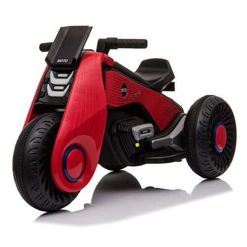 Children's electric motorcycle three wheel in red design, perfect for kids driving experience and safety.